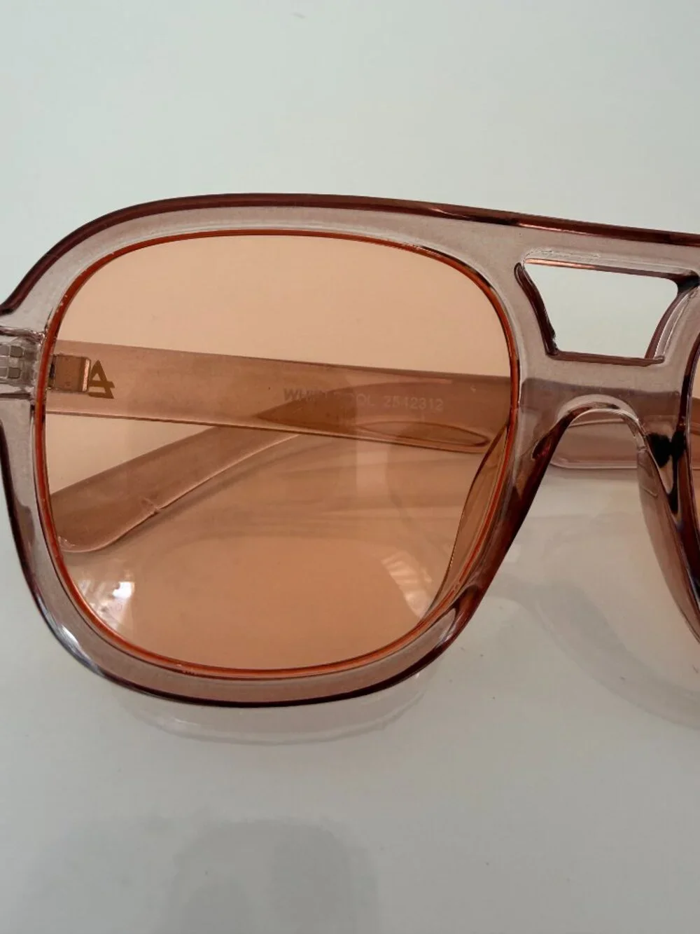 Anthropologie AIRE Whirlpool Aviator Sunglasses Pink Translucent Oversized 70s